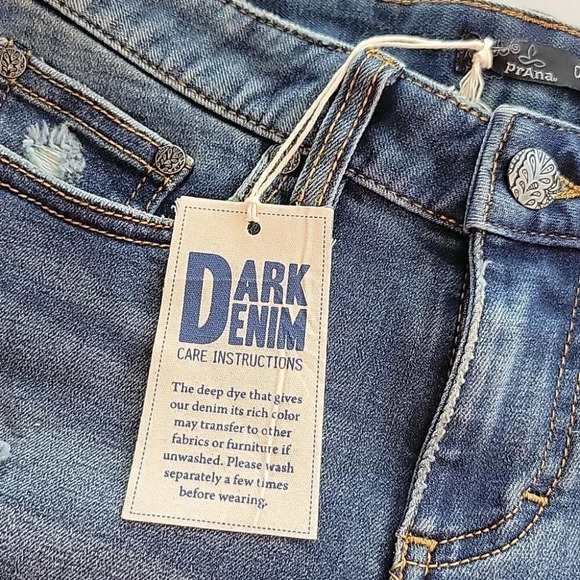 Prana London Distressed Denim Shorts with Released Cuff Dark Wash Size 25/0 NWT - Picture 7 of 10